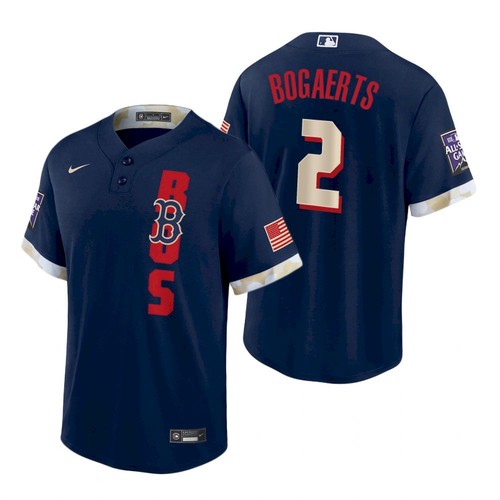 Men's Boston Red Sox #2 Xander Bogaerts 2021 Navy All-Star Cool Base Stitched Baseball Jersey
